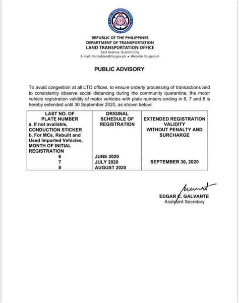 LTO PUBLIC ADVISORY: To avoid .